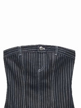 Sleeveless Pinstripe Jeans Denim Top